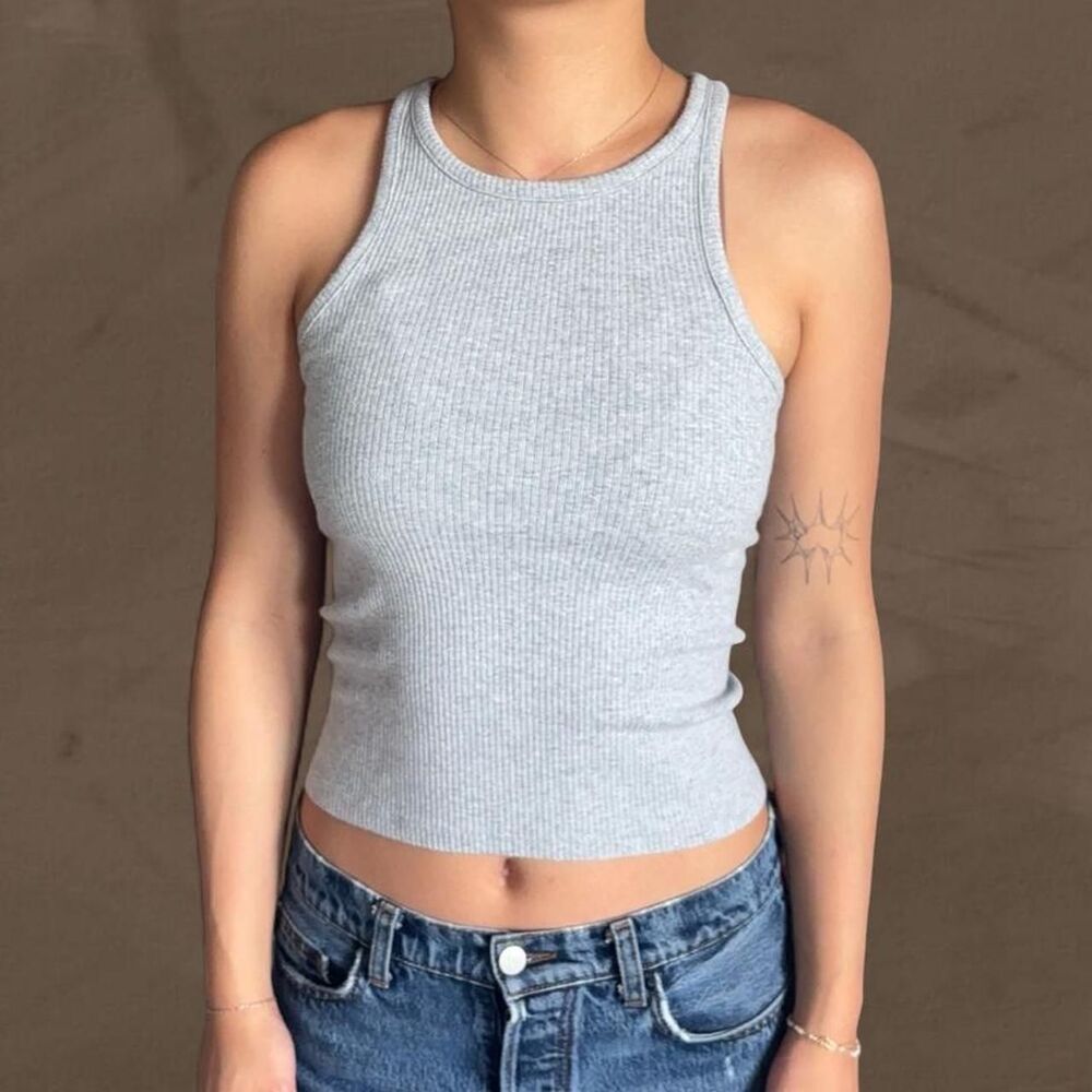 J.Crew gray ribbed black tank top in XS